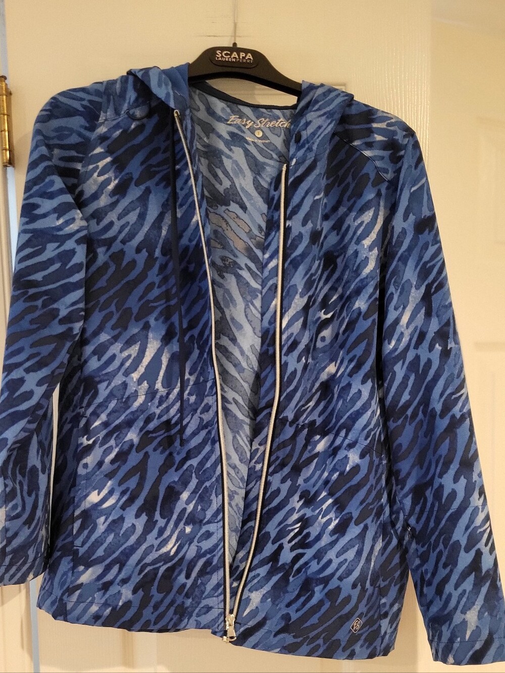 easy street Blue Animal-Print Hooded Utility Jacket